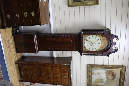 A late 18th century banded mahogany eight day longcase clock H.215cm